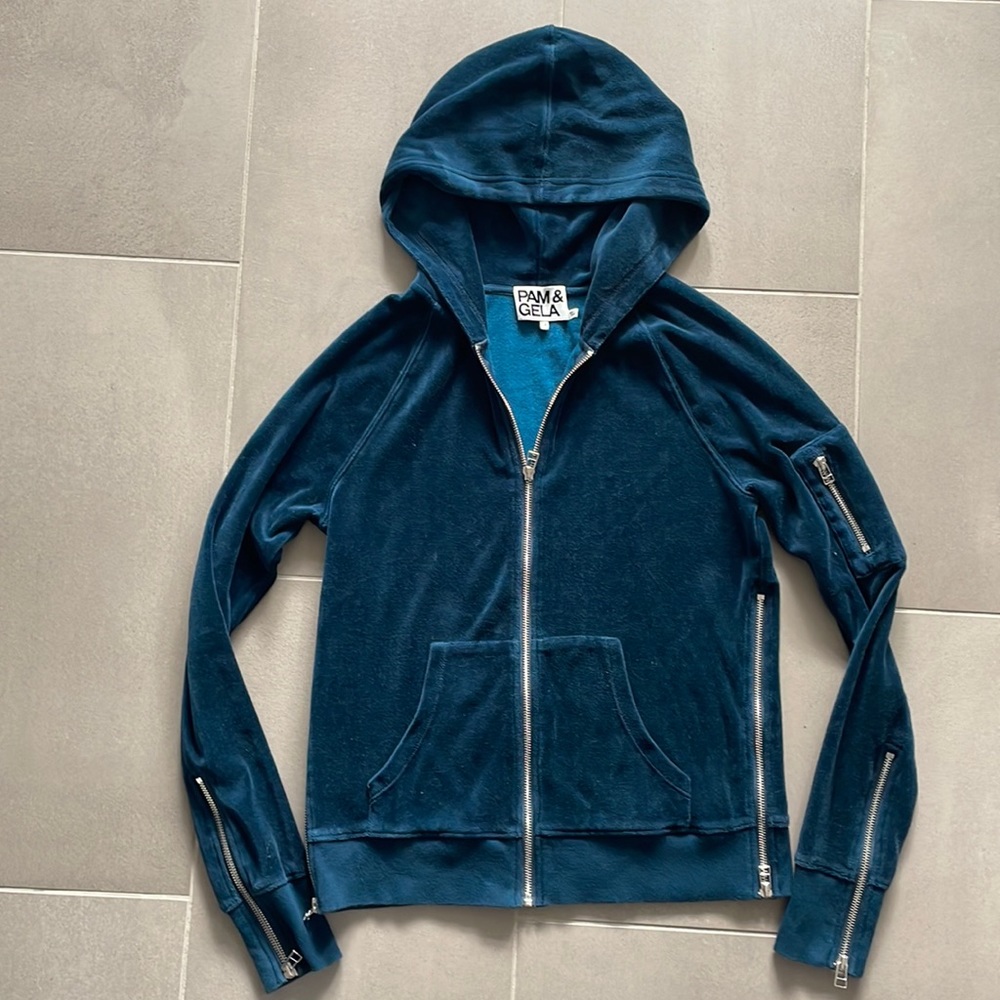 Pam & Gela Velour truck jacket with hoodie